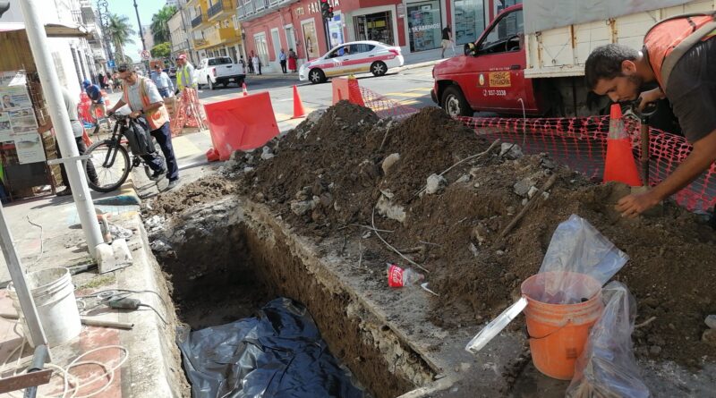 Descubren más huesos en obras del Centro Histórico de Veracruz.