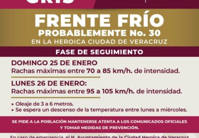 *Alerta Gris por el Frente Frío (probable) No. 30 en la ciudad de Veracruz*