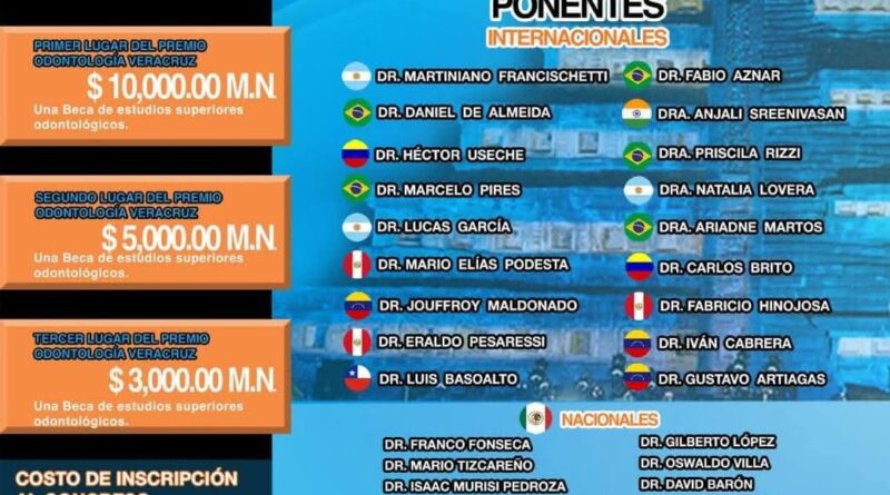     Veracruz será sede del 9° Congreso Internacional de Alta Especialidad Odontológica «Premio Veracruz México 2026”.