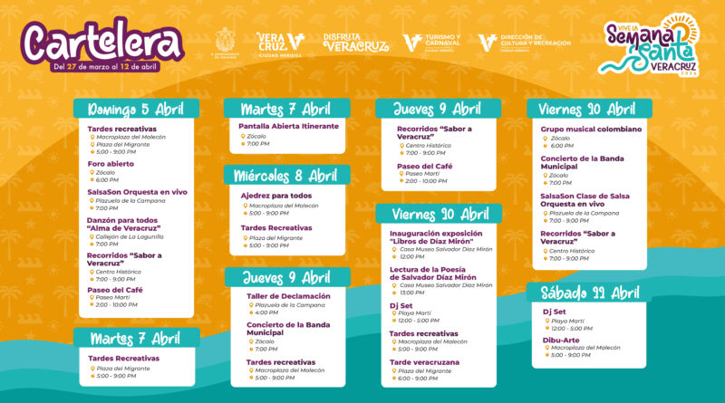 Invitan a disfrutar de cartelera recreativa en Semana Santa.