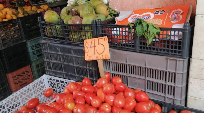 Hasta 45 pesos kilo de tomate en zonas de mercados de Veracruz. 