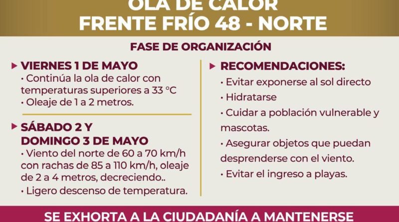 Calor intenso dará paso a frente frío 48 en la ciudad de Veracruz.