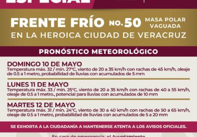 Provocará frente frío 50 lluvias y norte en la ciudad de Veracruz.