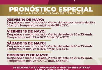 Mantiene PC municipal de Veracruz vigilancia por altas temperaturas.