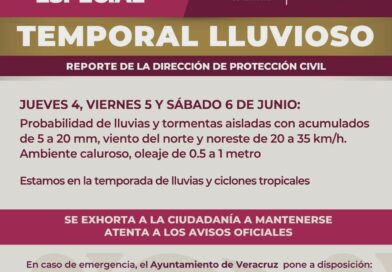Mantiene Ayuntamiento de Veracruz vigilancia permanente ante potencial de lluvias y tormentas eléctricas.
