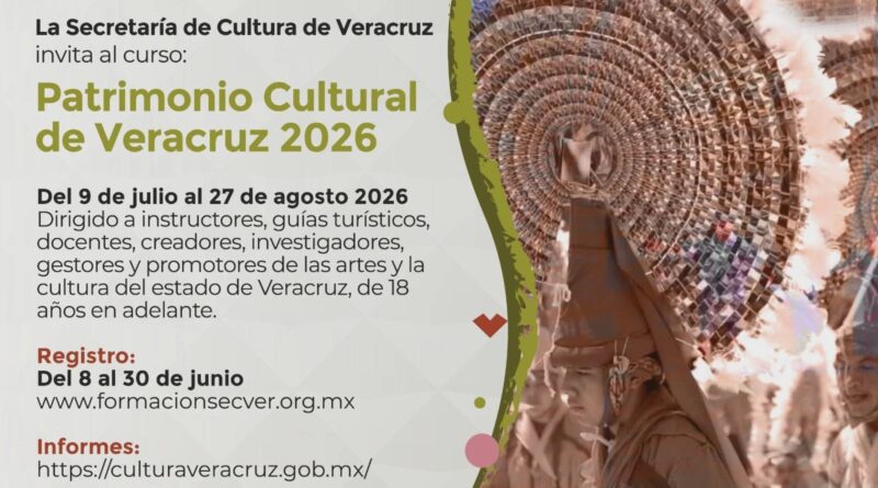 Invita la SECVER al curso virtual Patrimonio Cultural Veracruzanom.