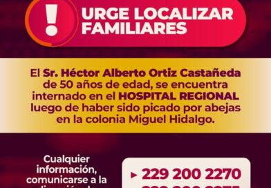 Solicita Ayuntamiento de Veracruz apoyo para localizar a familiares de paciente hospitalizado.