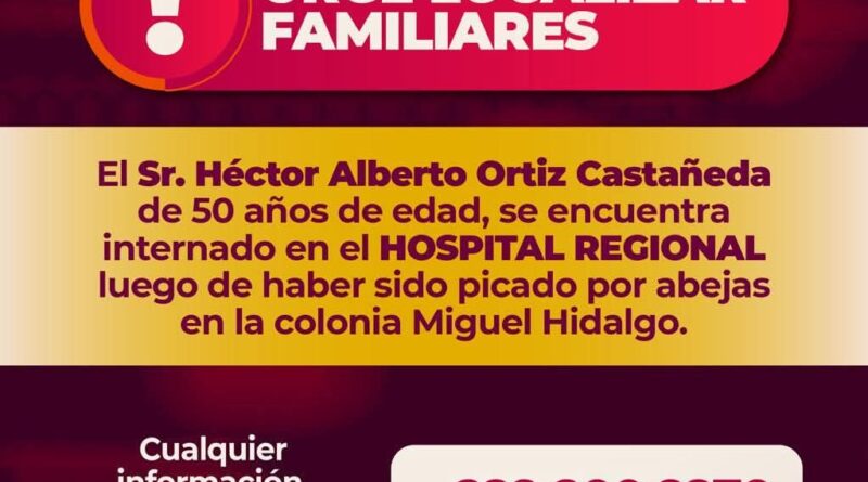 Solicita Ayuntamiento de Veracruz apoyo para localizar a familiares de paciente hospitalizado.