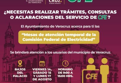 Acerca Ayuntamiento de Veracruz atención de CFE a las y los ciudadanos con módulo de asesorías.