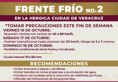 *Llama Ayuntamiento de Veracruz a tomar medidas preventivas por lluvias y vientos del norte*