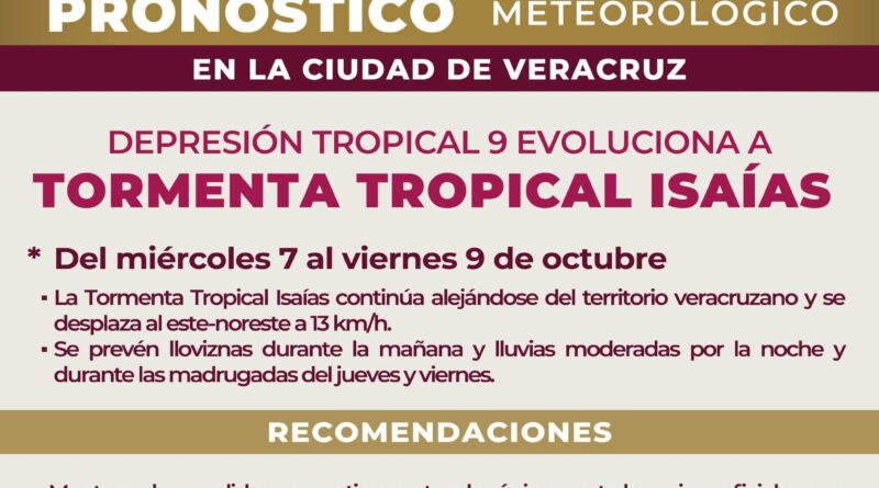 *Mantiene Ayuntamiento de Veracruz vigilancia ante tormenta tropical Isaías*